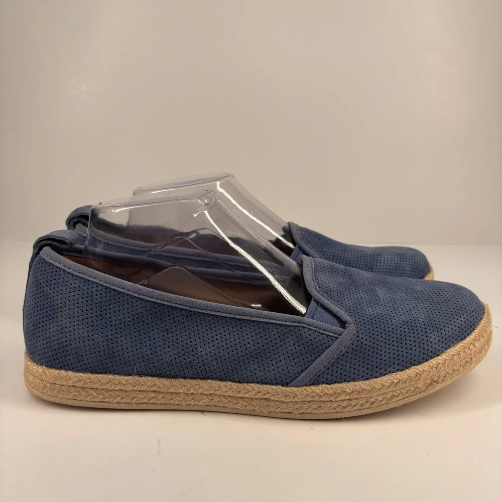 Clarks Azella Major Women's 11M Blue Suede‎ Perforated Espadrille Slip-On Flats